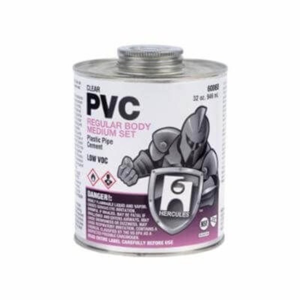 Hercules PVC Cement, Medium Set Low VOC, 8 oz, Dauber In Bottle Container, Translucent Liquid Form, Clear 60053